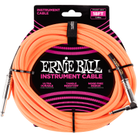 Ernie Ball Cables instrument gaine tissée jack/jack coudé 5,5m orange - Vue 1