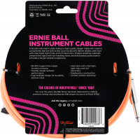 Ernie Ball Cables instrument gaine tissée jack/jack coudé 5,5m orange - Vue 2