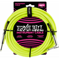 Ernie Ball Cables instrument gaine tissée jack/jack coudé 5,5m jaune - Vue 1