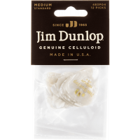 Dunlop Genuine Celluloid Classic, Player's Pack de 12, perloid white, medium - Vue 1