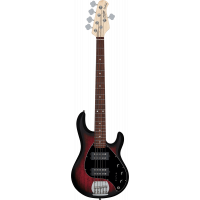 Sterling Stingray RAY5HH, 2 Humbuckers, 5 cordes, Ruby Red Burst Satin - Vue 1