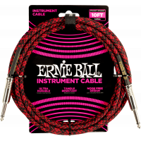 Ernie Ball Cables instrument gaine tissée jack/jack 3m noir/rouge - Vue 1