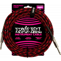 Ernie Ball Cables instrument gaine tissée jack/jack 7,6m noir/rouge - Vue 1