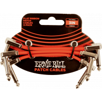 Ernie Ball Cables instrument patch pack de 3 - coudé fin & plat - 7,5 cm - rouge - Vue 1