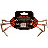 Ernie Ball Cables instrument patch pack de 3 - coudé fin & plat - 15 cm - rouge - Vue 2