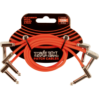 Ernie Ball Cables instrument patch pack de 3 - coudé fin & plat - 30 cm - rouge - Vue 1
