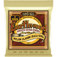 Ernie Ball Cordes Earthwood 80/20 Bronze folk nylon à boule 28-42  - pack de 3 - Vue 1