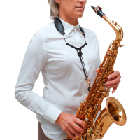 BG Cordon cuir Zen noir écarteur noir pour saxo - Mousqueton métal - Vue 4