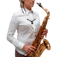 BG Cordon cuir Zen blanc écarteur noir pour saxo - Mousqueton métal - Vue 4