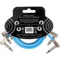 Ernie Ball Câble de patch Flex 30cm - Pack de 3 Bleu - Vue 2