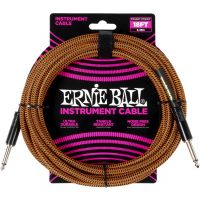 Ernie Ball Câbles instrument gaine tissée jack/jack 5,5m orange et noir - Vue 1