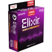 Elixir Pack de 3 jeux Acoustic Nanoweb Bronze 80/20 12-53 Light - Vue 1