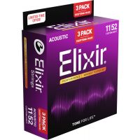 Elixir Pack de 3 jeux Acoustic Nanoweb Phosphor Bronze 11-52 Custom Light - Vue 1