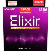 Elixir Pack de 3 jeux Acoustic Nanoweb 13-56 Medium - Vue 2